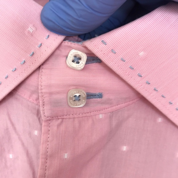 STONE ROSE tiny polka dot button up shirt-size 3/M - Picture 7 of 7